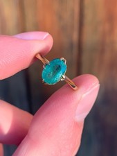 9ct gold natural emerald solitaire ring Victorian