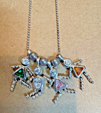 Silver  Birthstone Babies Crystal Charms Necklace 4-Girls /Mom. Christening