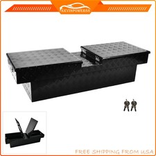60 Black Aluminum Gull Wing Crossover Truck Trailer Tool Box Storage With Lock 60 Black Aluminum Gull Wing Crossover Truck Trailer Tool Box Storage With Lock