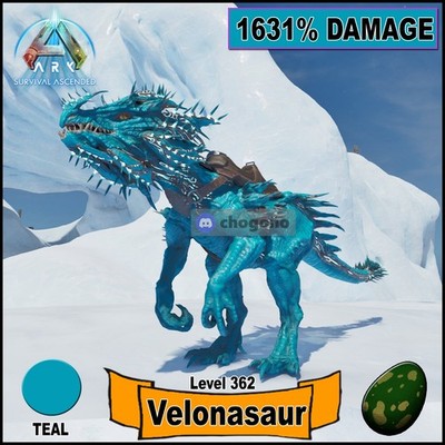 ARK Survival Ascended PC/PS5/XBOX PVE   TEAL VELONASAUR 1631% Damage