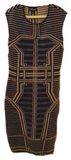 Navy Blue & Gold Sleeveless Evening Dress - Topshop - Adult Female  - Size 6