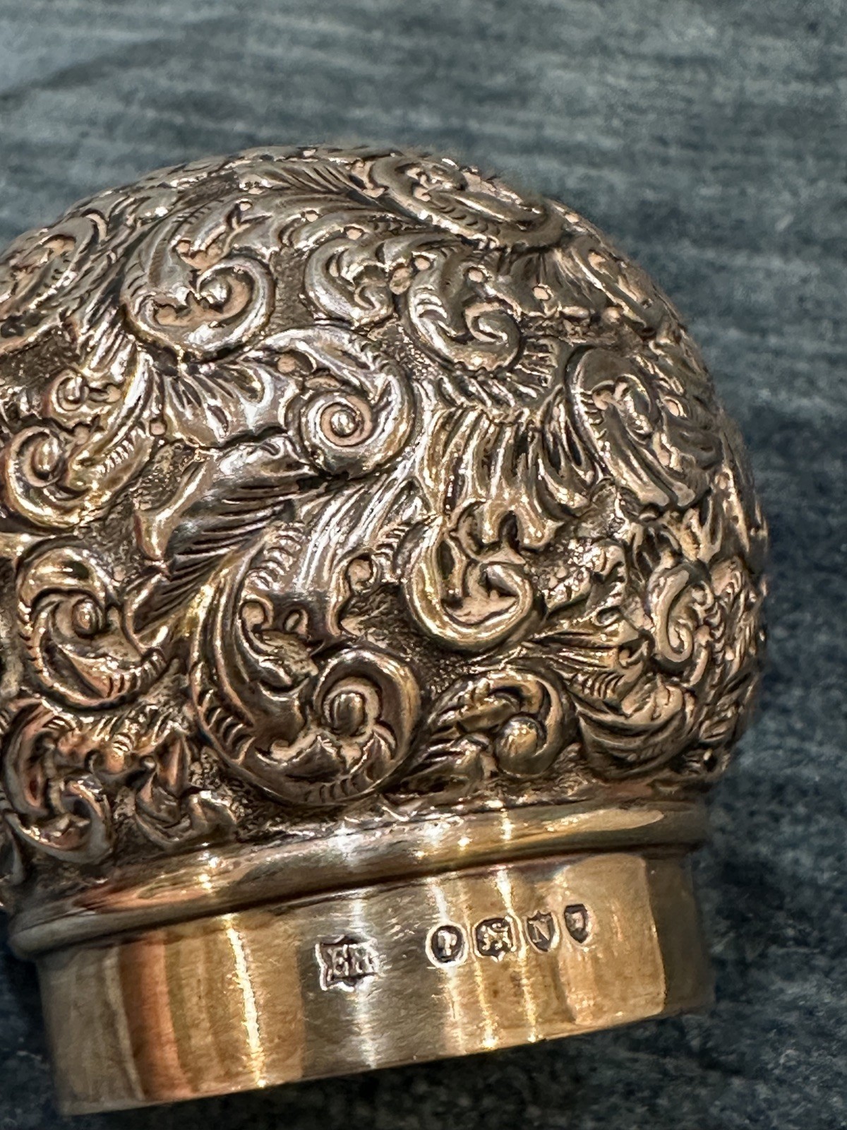 Antique English marking sterling silver and cut crystal dresser jar - screw top