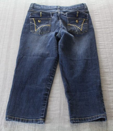 Wrangler Jeans Girls Size 16R Capri Adjustable Waist Blue Dark Wash - Picture 7 of 11