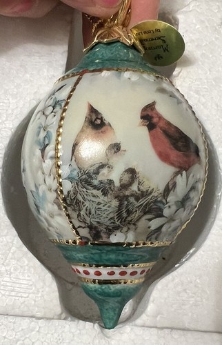 VTG Bradford Editions Ornaments Birds Natures Poetry Porcelain Lena Liu 22K XMAS - Picture 6 of 16