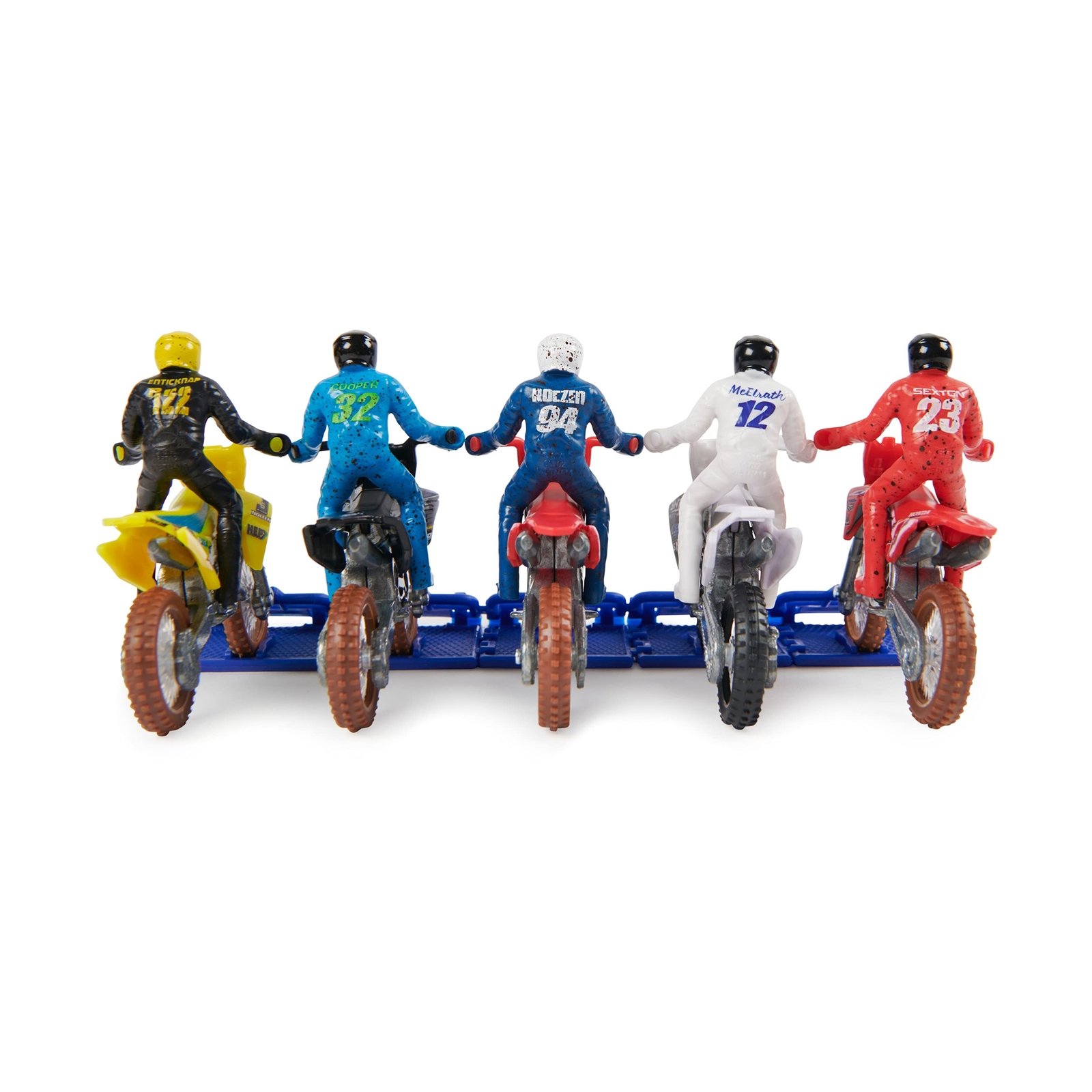 Supercross, Authentic 5-Pack of 1:24 Scale Die-Cast Motorcycles with Rider  Figure, Toy Moto Bike for Kids and Collectors Ages 3 and up, Small