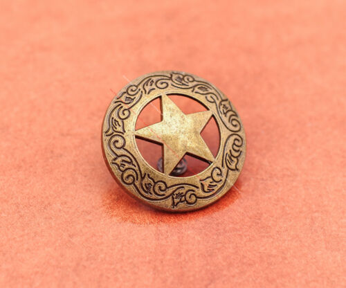 10Pcs Retro Texas Star Flower Carved Leathercraft Belt Saddle Conchos Screwback - Picture 2 of 25