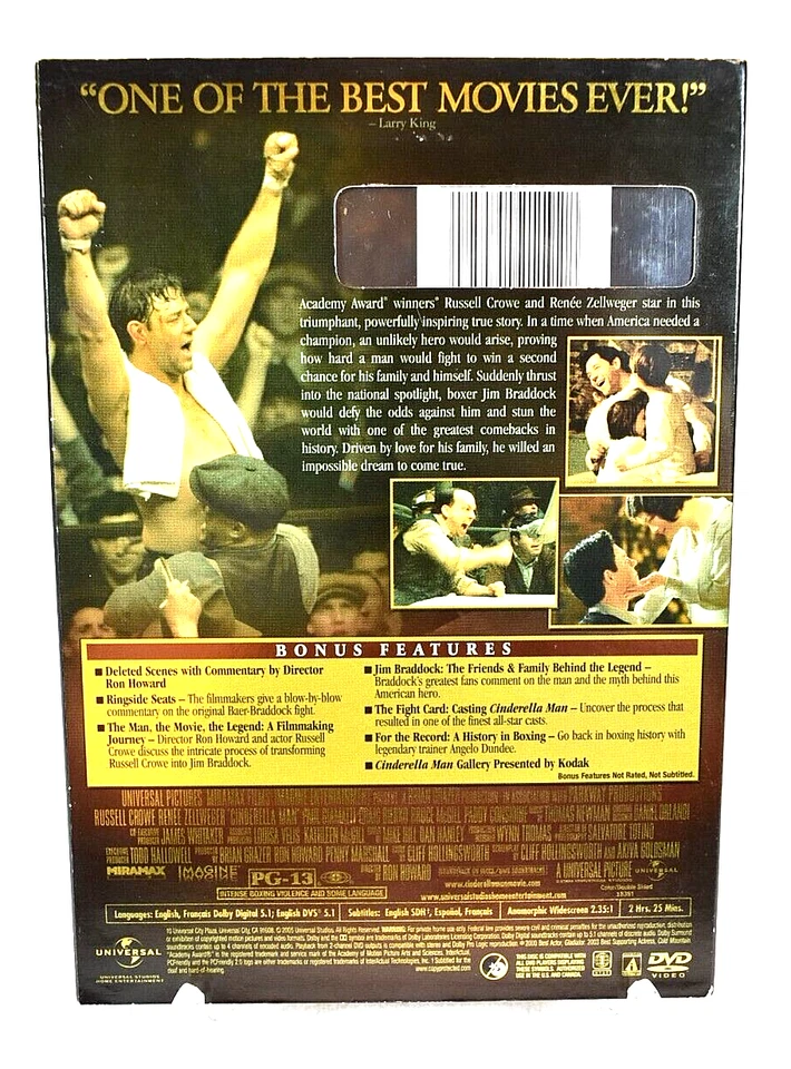"CINDERELLA MAN" NEW DVD Movie - Based on a True Story w/R. Crowe & R. Zellweger Foto 4 de 4