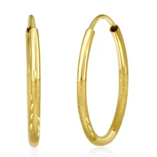 Wellingsale 14k Yellow Gold Diamond Cut 1.5mm Endless Hoop Earrings (20 x 20 mm)