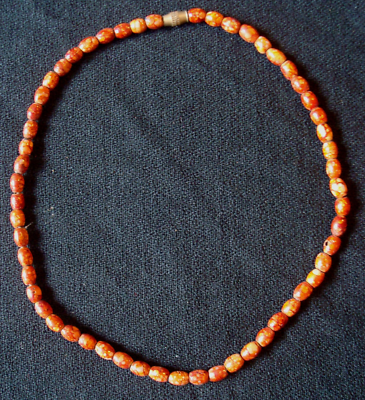 Collier Ras De Cou Vintage Perles Marbrées - Style Ethnique - Occasion - Bijou Ancien