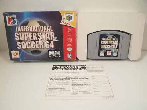 International Superstar Soccer 64 (Nintendo 64 | N64) Cart in Box Reg Card