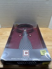 NWT CHAPS Wrinkle Free Shirt and 100% Silk Tie Size 15-15 1/2 Poplin Fabric