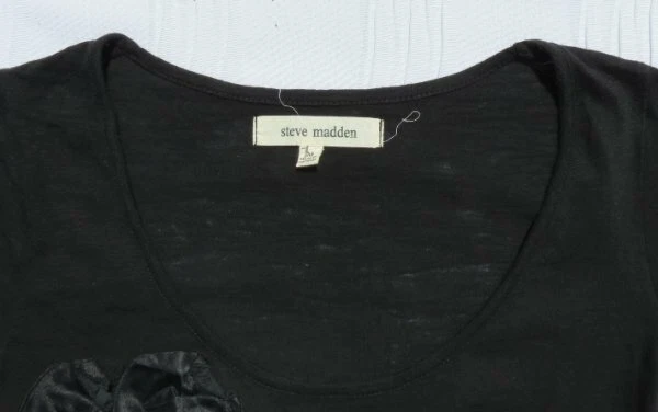 Mini Vestido de Flamenca STEVE MADDEN Negro Algodón Slub Jersey Seda Volantes Talla US S M Foto 4 de 4