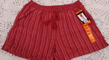 Briggs Women's Shorts Sz XXL Red Stripes Draw String Waist Linen Blend Short NWT