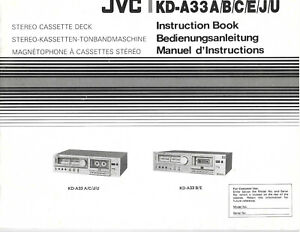 Jvc Kd A33 A B C E J U Stereo Cassette Deck Original Owners Manual Ebay