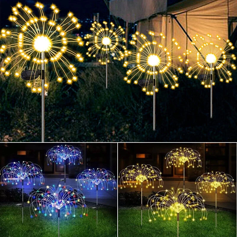 Solar Fireworks Fairy String Lights 200 LED Outdoor Garden Xmas Party Decor Hot
