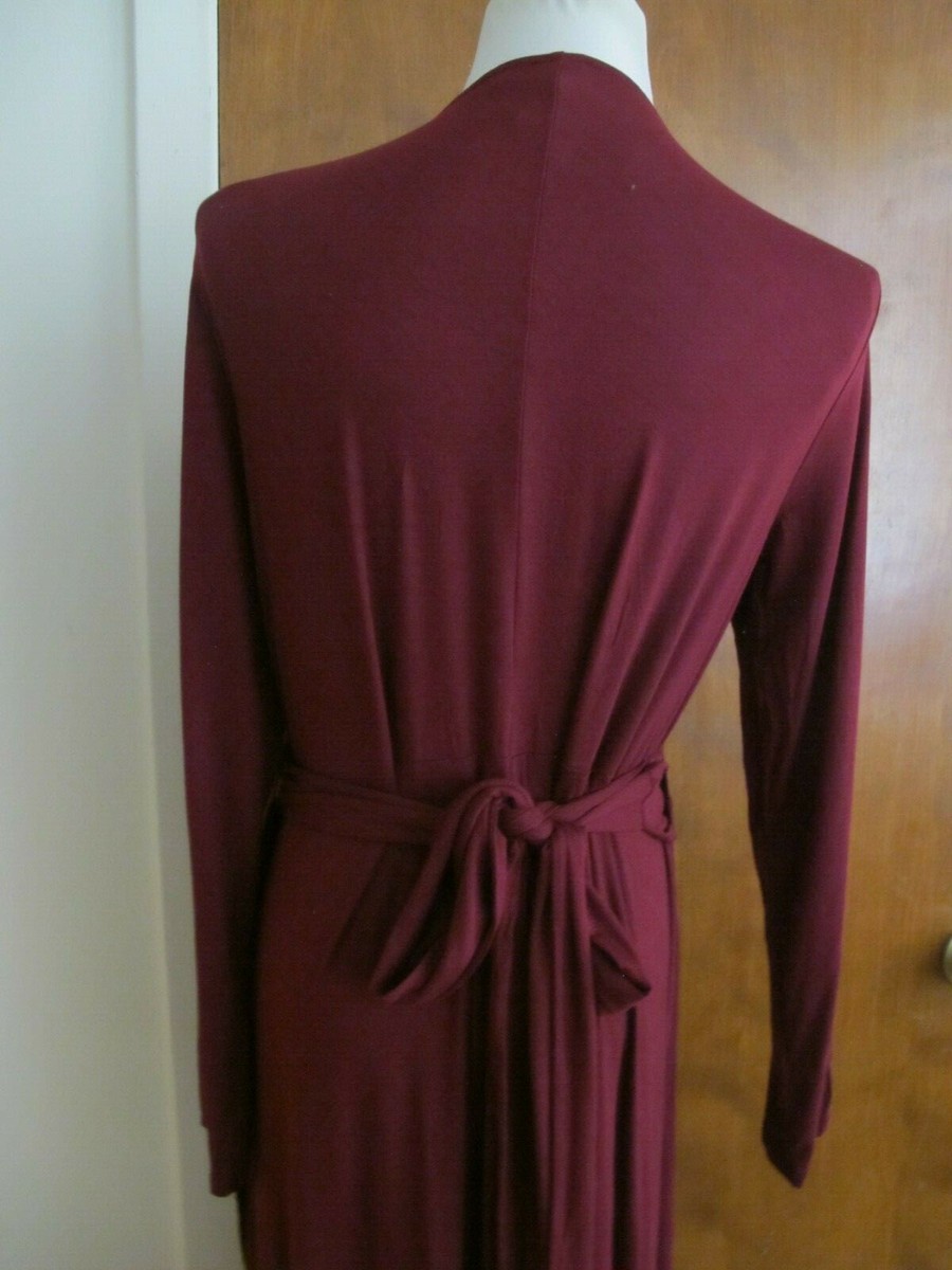 princess polly baby blue dress Gap Women's Burgundy Long Sleeves Tie-Waist Maxi Wrap Dress Large Petite