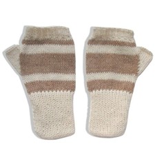 Chic 100 Alpaca Fingerless Mittens - Ivory / Beige S
