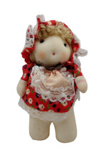 Vintage RUSS BERRIE Rustic Country CHRISTMAS DOLL Floral Dress Cap ORNAMENT 4"