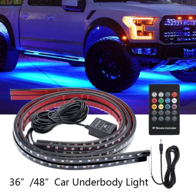 4 pcs RGB Under Car Strip Light Kit 48 LED Neon Tube Underglow Underbody System