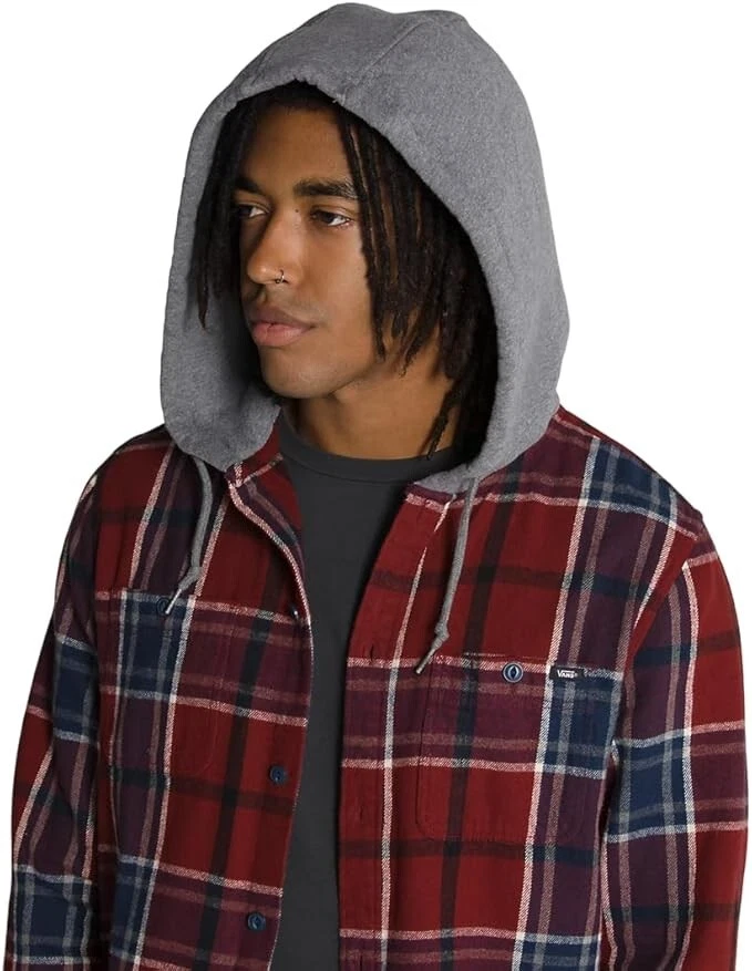 Vans Men's Lopes Hooded Buttondown Flannel - Syrah (Dress Blue) Size Small - Image 4 of 4