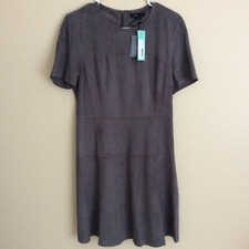 NWT FATE Fischer Faux Sued Dress Short Sleeve Dark Grey M Medium