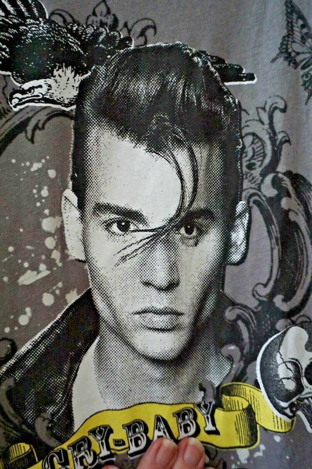 Rare grey Cry Baby skulls eagle 1990 movie tee t print t-shirt Johnny Depp image 3