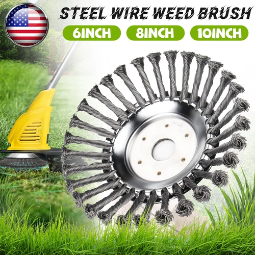 Steel Wire Wheel Garden Weed Brush Lawn Mower Trimmer Head Weed With Adapter Kit