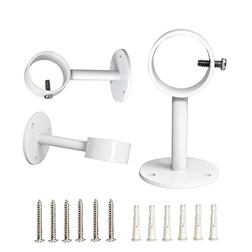 Curtain Rod Brackets Heavy Duty Ceiling-Mount Rod Holders for Fits Rods White - Zdjęcie 1 z 6