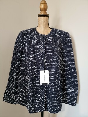 Veste Mayerline Tweed Printemps - Marine & Blanc, Taille 48 - Neuve Avec étiquette