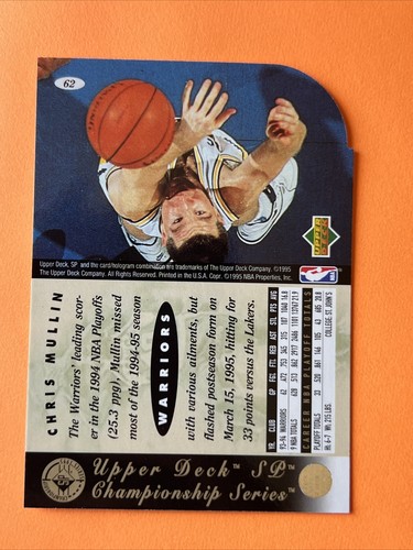 1994-95 SP Championship #62 Chris Mullin Die Cuts Basketball Card - Picture 2 of 2