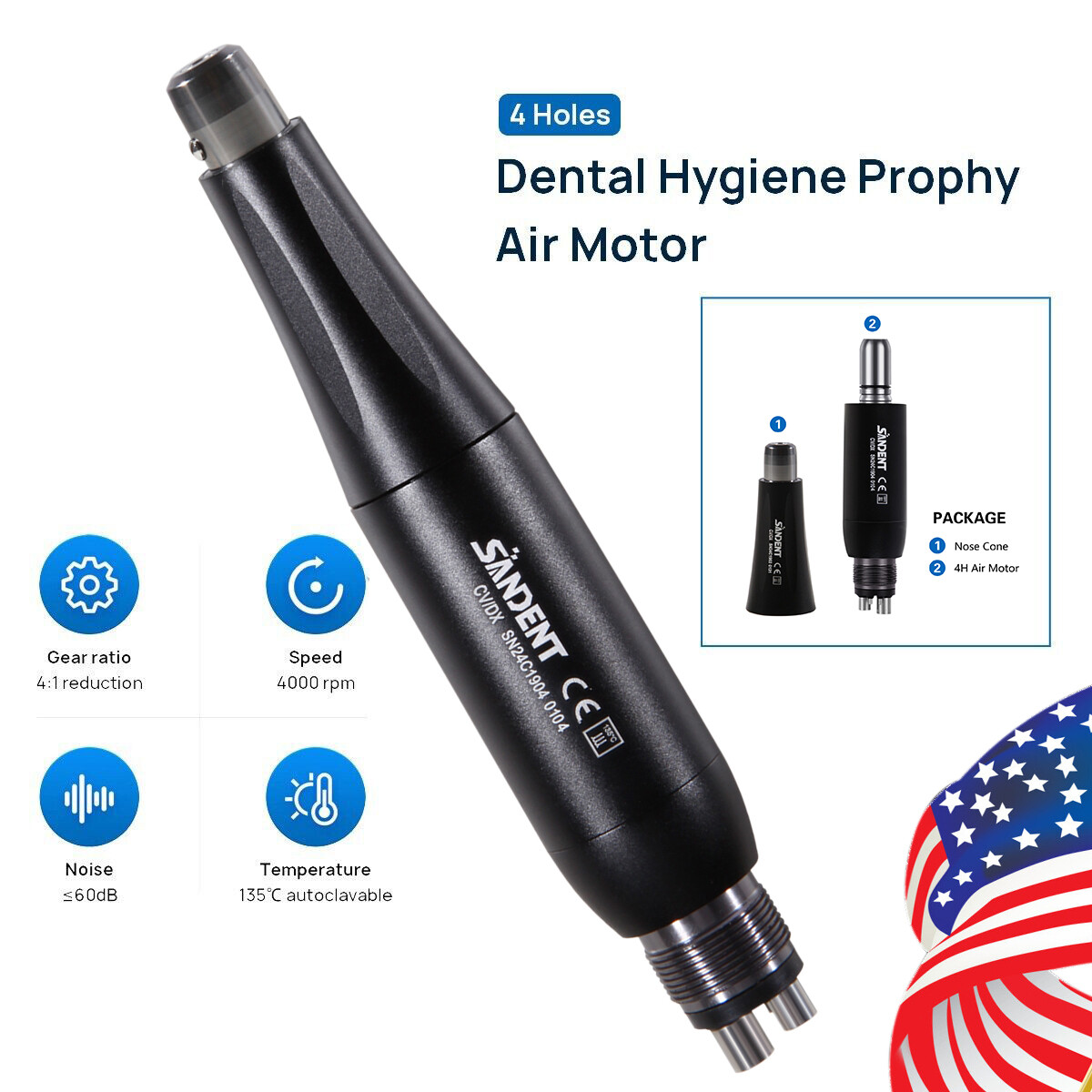 SANDENT Dental 360° Swivel Hygiene Prophy Handpiece Air