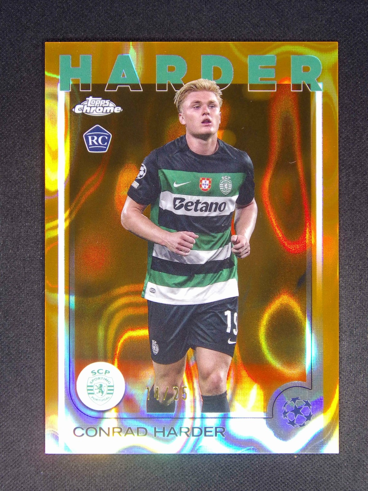 2024-25 Topps Chrome UEFA Conrad Harder #177 RC Rookie Orange Lava Refractor /25