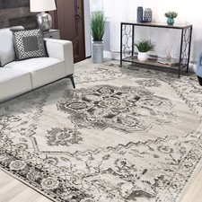 Brinton Vintage Distressed Geometric Medallion Indoor Area Rug or Runner Rug