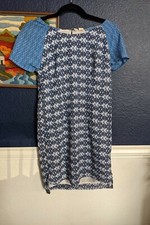 Japna Short Sleeve Blue White Floral Knee Length Dress Sz XS Extra Small