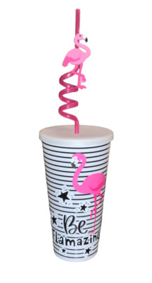  Be Flamazing  Flamingo 32 oz. Stadium Sipper Plastic Cup With Twister Straw