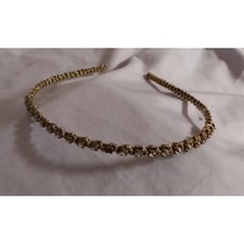 Vintage Gold Tone Rhinestone Headband With Missing 2 Stones