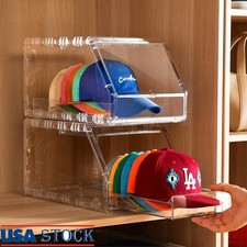 Baseball Cap Organizer Transparent Storage Stackable Drawer Dustproof Display US