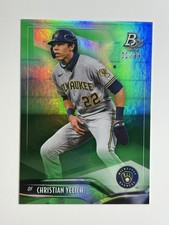 2021 Bowman Platinum Green Parallel 01/99 Christian Yelich #95  NUMBER ONE🔥 MLB