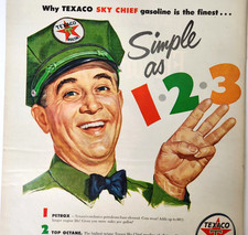 Gas Station Attendant Sky Chief Petrox Texaco Vintage Ad 1956 Magazine Art Print