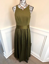 White By Vera Wang Size 10 Olive Green Long Formal Dress Cross Back Bridesmaid