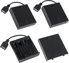 3Pcs 4 AA Battery Holder USB Female Socket 4 AA Battery Case Box Holder with Cov