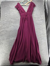 Lulus Dress Womens XS Purple Maxi V-Neck Flutter Sleeve Empire Waist Ruffle