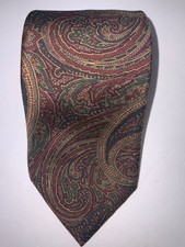 Vtg Silk Men  s tie Ferrel Reed Nordstrom Paisley Burgandy, brown 3 1/2  , 55 1/2  