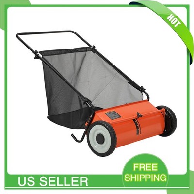 26-In Push Lawn Sweeper Adjustable Height 7 Cu.Ft Collection Bag for Yard Debris