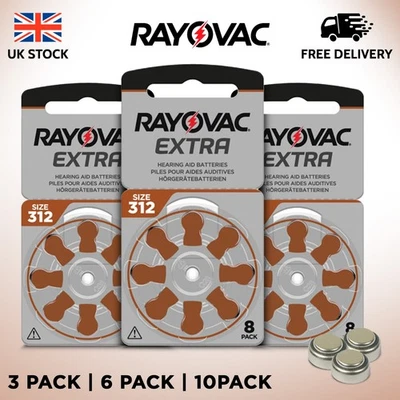 Rayovac Size Extra 312 Hearing Aid Batteries PR41 Brown Zinc Air Pack of 3 6 10