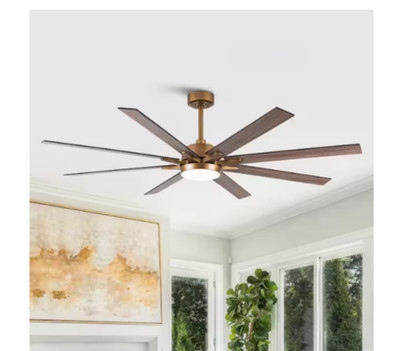Matrix Decor 65 in LED Indoor Gold DC Motor Ceiling Fan with Light and Remote