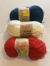 LION BRAND Blue/Red/Cream Wool Ease Yarn 3 Skein 6oz Super Bulky Wool Acrylic