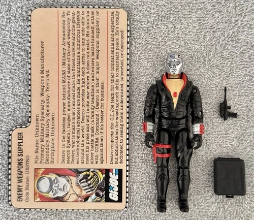 GI Joe Destro 1983 Cobra Enemy Weapons Supplier File Card Complete