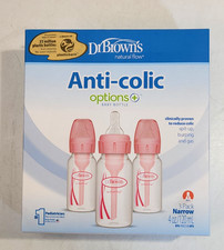 Dr. Brown  s Anti-Colic Options Baby Bottles Narrow 4 oz Pink BPA-Free 3 Pack 