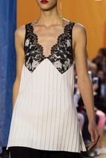 Celine Lingerie Lace Top Vertical Pleats Tank Top Dress 36 Phoebe Philo SS 2016